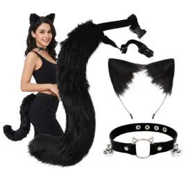 uroczy-zestaw-kocie-lisie-uszy-ogon-choker-cosplay-furry-czarny