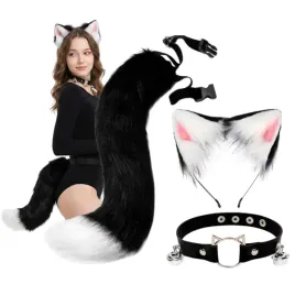 uroczy-zestaw-kocie-lisie-uszy-ogon-choker-cosplay-furry-czarno-bialy
