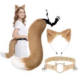 uroczy-zestaw-kocie-lisie-uszy-ogon-choker-cosplay-furry-jasnobrazowy