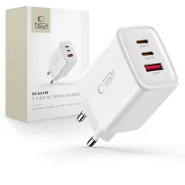 tech-protect-nca65w-gan-3-port-network-charger-pd-65w-qc3-0-white