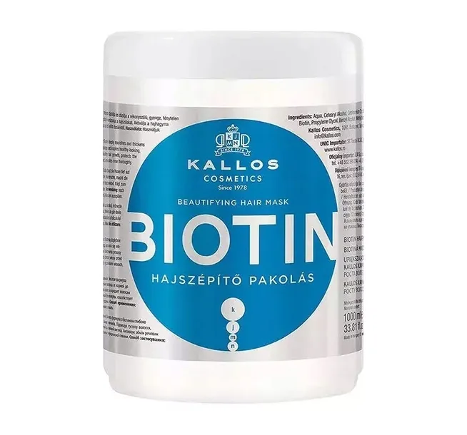 KALLOS BIOTIN MASKA ODŻYWIAJĄCA DO WŁOSÓW SUCHYCH ŁAMLIWYCH BIOTYNA 1000 ML