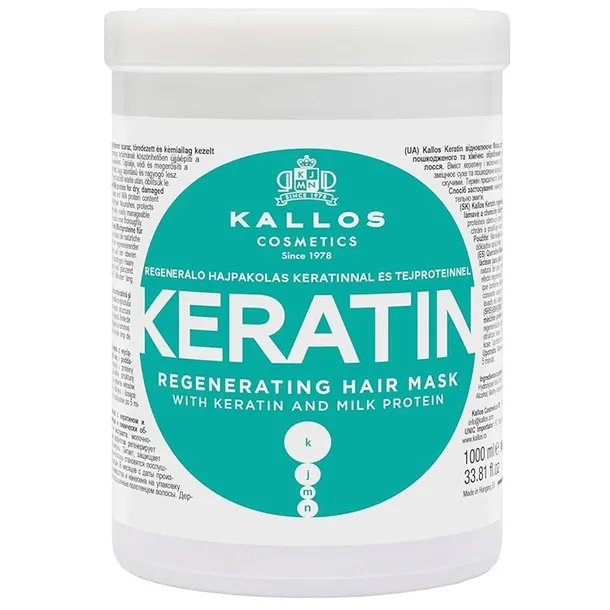KALLOS KERATIN MASKA REGENERUJĄCA DO WŁOSÓW ZNISZCZONYCH KERATYNA 1000ML 1L