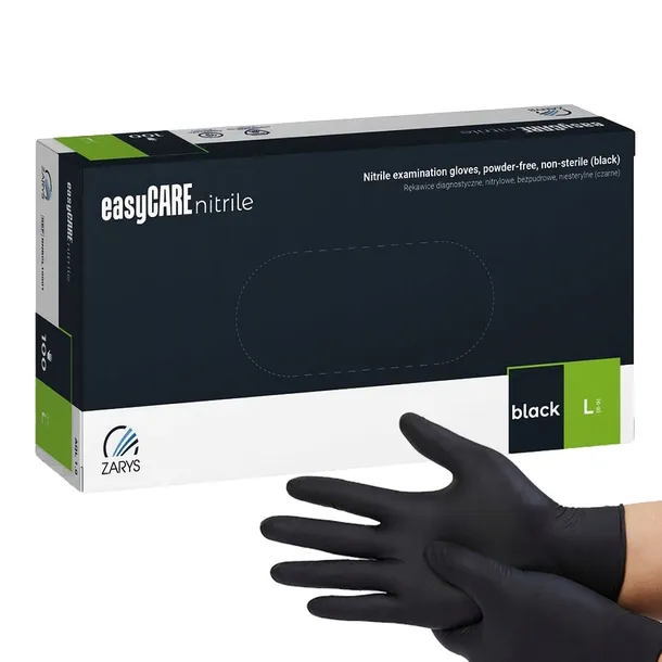 ZARYS EASYCARE RĘKAWICZKI RĘKAWICE NITRYLOWE BEZPUDROWE CZARNE L 100 SZT.