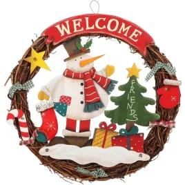 2x-wieniec-swiateczny-drewniany-31-cm-z-balwanem-i-napisem-welcome-na-drzwi