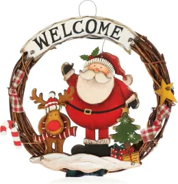 2x-wieniec-swiateczny-drewniany-25-cm-z-mikolajem-napisem-welcome-na-drzwi