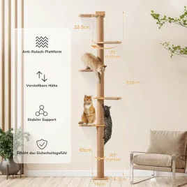 2x-drapak-dla-kota-206cm-sufitowy-5-poziomow-scienny