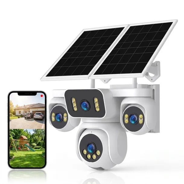 Kamera Solarna 4G PTZ 4 Obiektywy 16x Zoom Zewnętrzna Bezprzewodowa 24/7