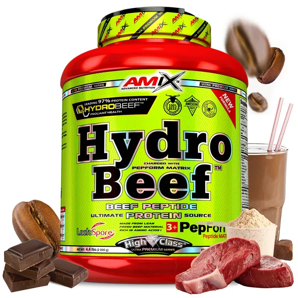 BIAŁKO WOŁOWE HYDROBEEF AMIX 2kg Czekolada kawa GLICYNA Hydrovon Hydrolizat