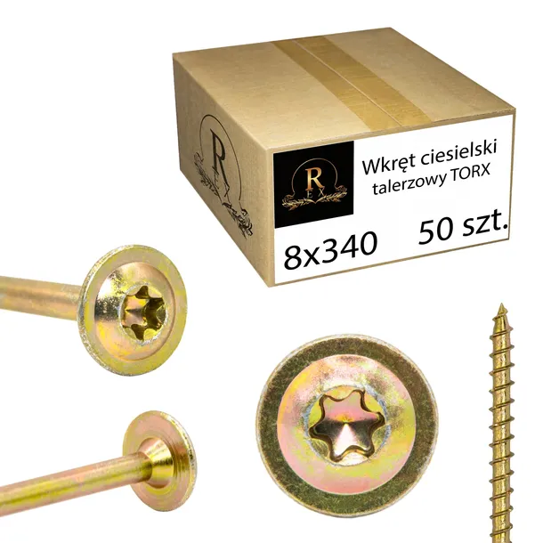WKRĘTY CIESIELSKIE 8x340 WKRĘT TORX TALERZOWE 50SZT