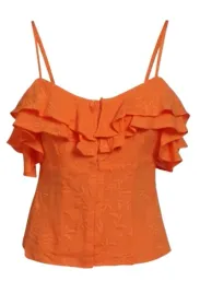 guess-top-na-ramiaczkach-z-falbana-pomaranczowy-z-lnem-wzor-roslinny-xs-gxa