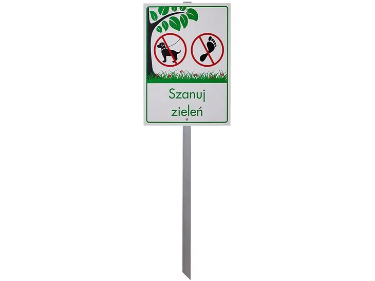 TABLICZKA Z TRZONKIEM SZANUJ ZIELEŃ SKLEP j1
