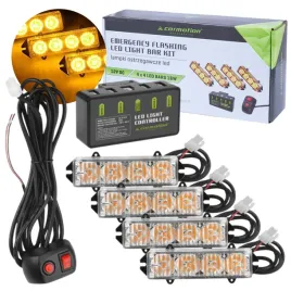 zestaw-4-pomaranczowych-lamp-stroboskopowych-led-przeznaczonych-do-pojazdow-pomocy-drogowej-i-lawet-zasilanych-12-24v-wyposazonych-w-kogut-i-sterowanie-pilotem