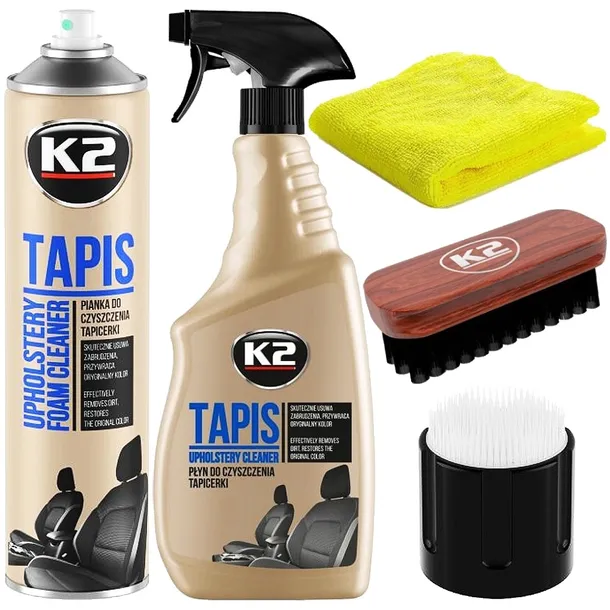 K2 Tapis Płyn +Pianka +Szczotka do mycia czyszczenia tapicerki samochodowej