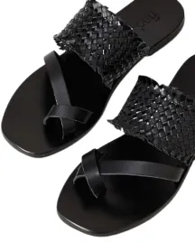 find-czarne-skorzane-klapki-z-plecionymi-paskami-casual-37-jla