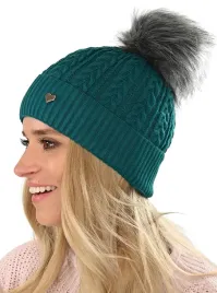 kobiecka-ciepla-czapka-zimowa-pompon-szary-v22