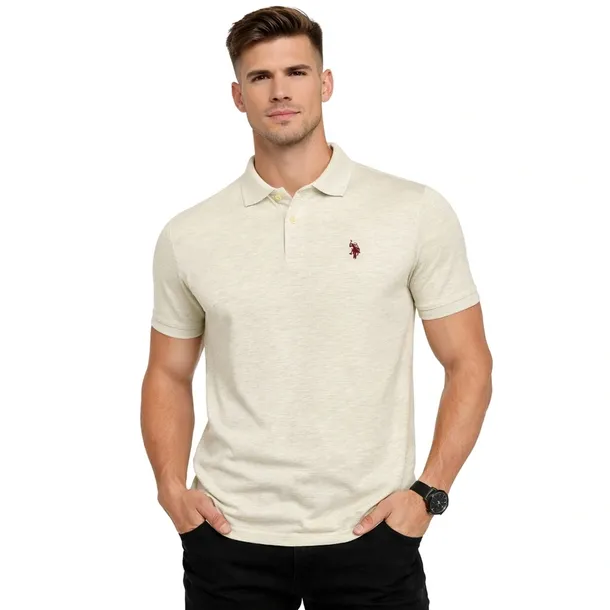 Koszulka Polo Męska US Polo Assn 11390304 Bawełniana Beżowa Rozmiar L