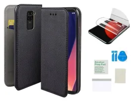 etui-z-klapka-do-xiaomi-redmi-note-9-magnet-czarny-case-folia-ochronna
