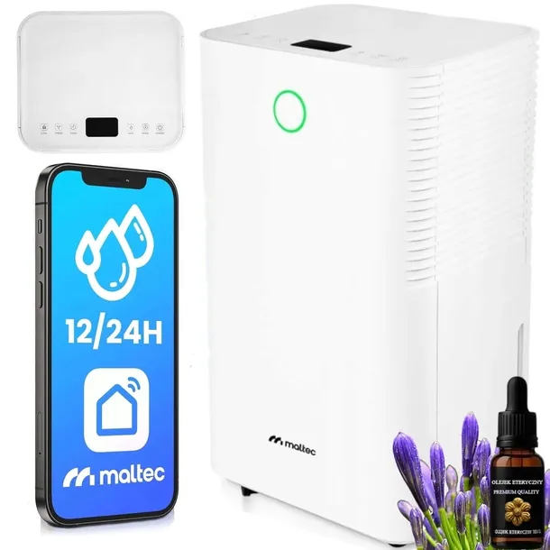 WYDAJNY OSUSZACZ POWIETRZA POCHŁANIACZ WILGOCI CICHY WiFi TIMER 12L/24H