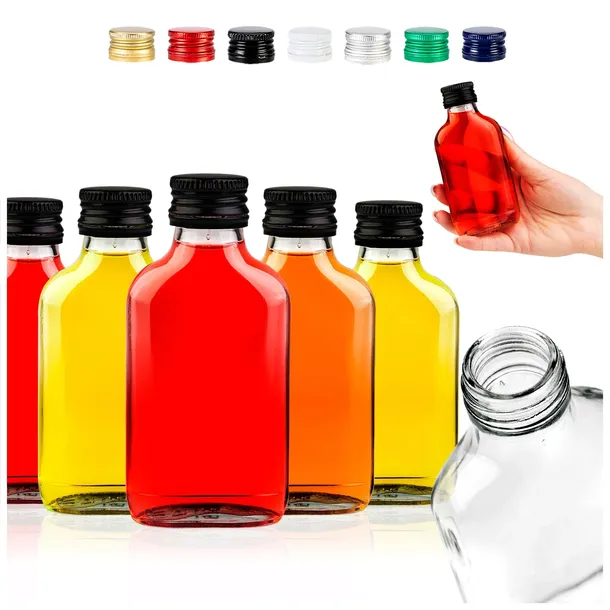 10X MAŁE BUTELKI NA NALEWKI PREZENT PODZIĘKOWANIE WESELE PIERSIÓWKA 100 ML