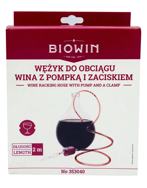 WĘŻYK DO OBCIĄGU WINA Z ZACISKIEM I POMPKĄ