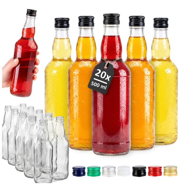 20x BUTELKA NA WÓDKĘ BIMBER NALEWKI WESELE MONOPOLOWA 500 ml 0,5L +ZAKRĘTKI