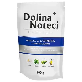 dolina-noteci-saszetka-premium-adult-dorsz-brokuly-mokra-karma-dla-psa-500g