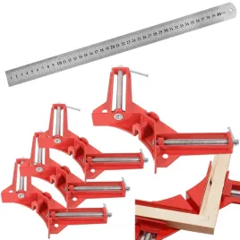 4x-sciski-katowe-stolarskie-zestaw-do-ramek-mebli-linijka-metalowa-40cm