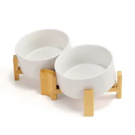 miska-podwojna-spunkyjunky-bialy-850ml-bambusowy-stojak