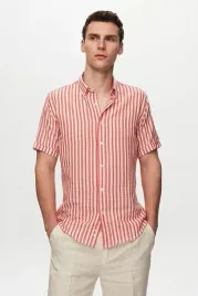 d-s-damat-meska-koszula-casual-w-paski-czerwono-biala-krotki-rekaw-l-5ia