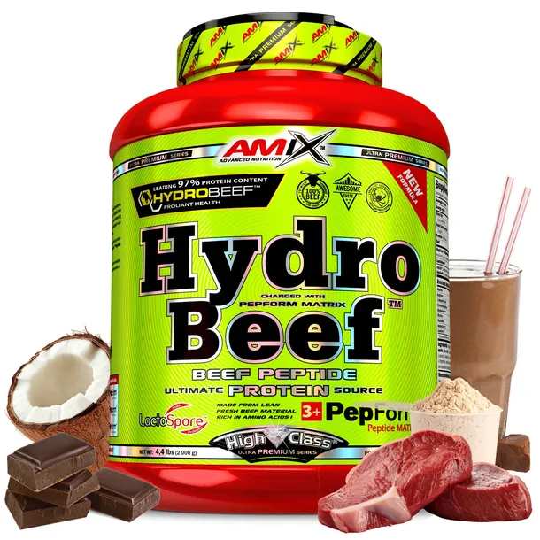 MOCNE BIAŁKO WOŁOWE Amix Hydro Beef 2kg - Czekolada z kokosem - Hydrolizat