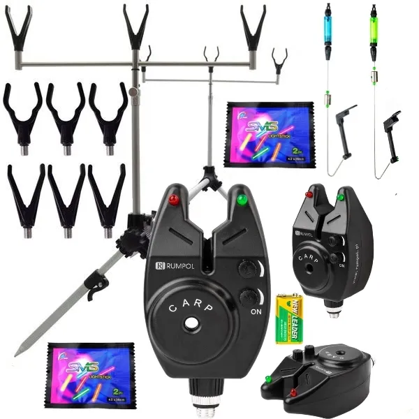ZESTAW KARPIOWY ROD POD STANOWISKO 3x SYGNALIZATOR 3x SWINGER + ŚWIETLIKI