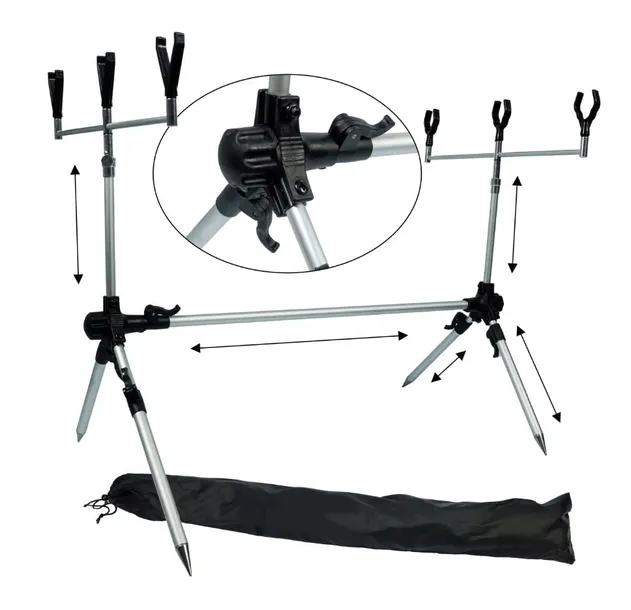 STANOWISKO KARPIOWE ROD POD REGULOWANE NA 3 WĘDKI ALUMINIUM PODPÓRKA 280509