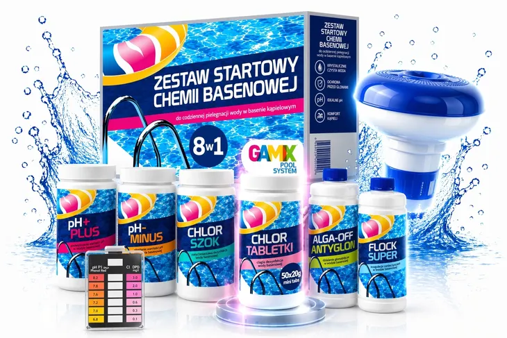 Zestaw Startowy Chemia Basenowa 8w1 GAMIX Boja Tabletki Tester