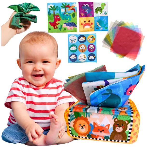 SORTER PUDEŁKO Z CHUSTECZKAMI PLUSZOWE SENSORYCZNE MONTESSORI ZWIERZĄTKA