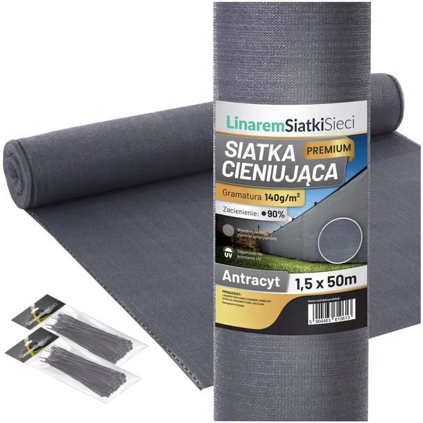 SIATKA CIENIUJĄCA 1,5x50m MASKUJĄCA 90% OSŁONA MATA NA OGRODZENIE PŁOT +UV