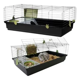 klatka-krolik-swinka-kawia-100-cm-premium-zestaw-wyposazenie-czarno-zielona