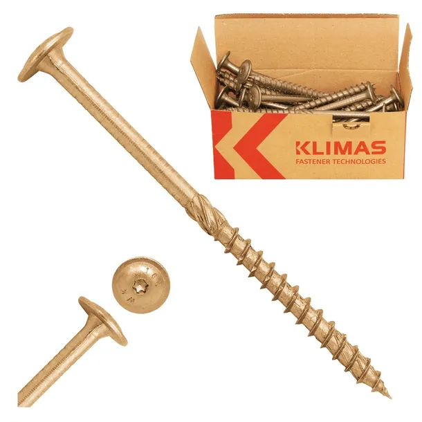 WKRĘTY CIESIELSKIE DO DREWNA 8x220 TALERZOWE TORX 50szt WKCP-08220 KLIMAS