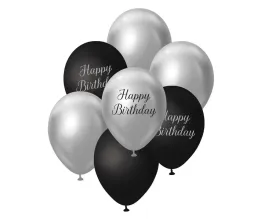 balony-urodzinowe-bukiet-balonowy-happy-birthday-srebrne-czarne-7-szt