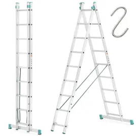 drabina-aluminiowa-profesjonalna-aloss-rozsuwana-2x9-tuv-150kg