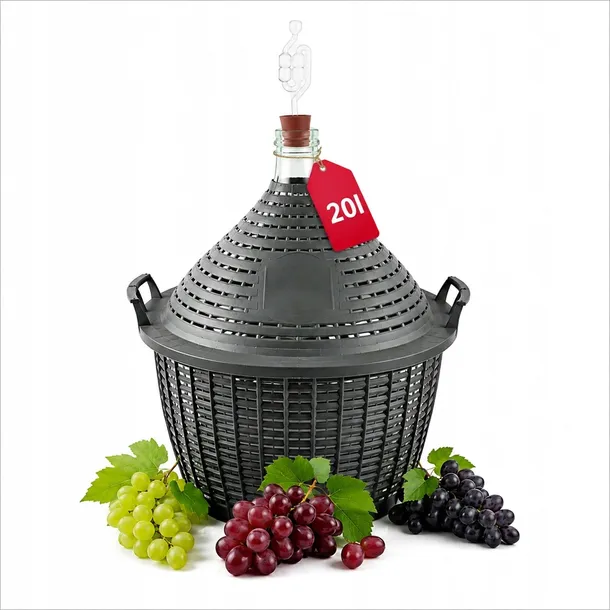 Balon gąsior 20l do fermentacji wina piwa cydru w koszu korek + rurka