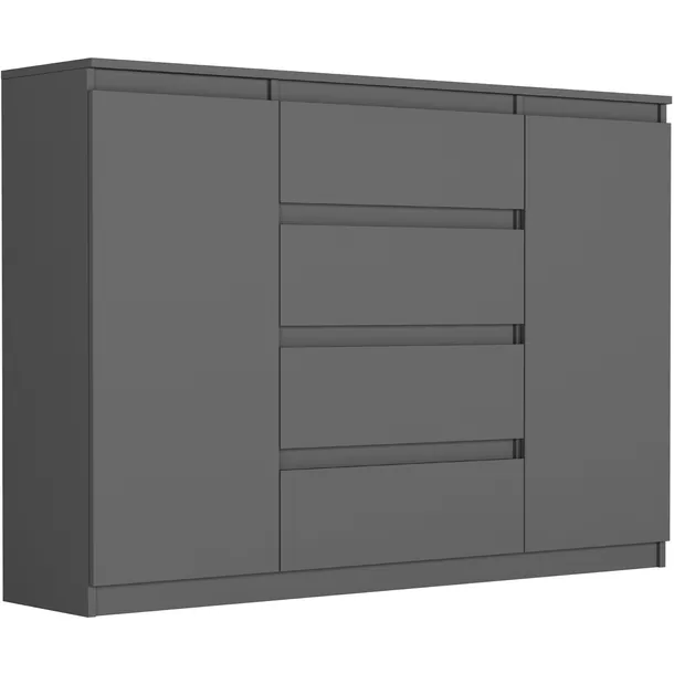 Modna KOMODA 140 4 SZUFLADY 2 PÓŁKI ANTRACYT R-140-S4