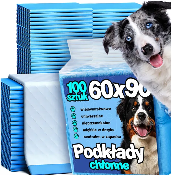 PODKŁADY MATY DLA PSA HIGIENICZNE NAUKA SIKANIA CHŁONNE 100 SZTUK 60X90 CM