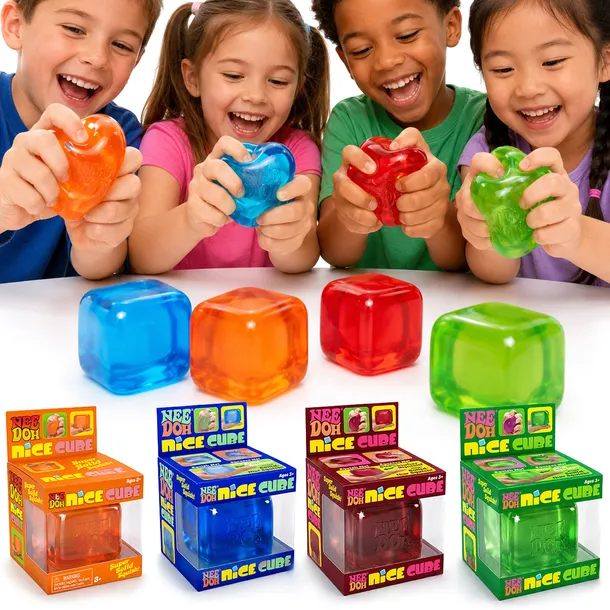 Zestaw 4szt Nice Cube Gniotek Antystresowy Kostka Lodu 4