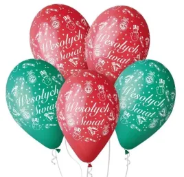 balony-lateksowe-wesolych-swiat-czerwone-zielone-gemar-12-30cm-5szt