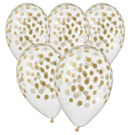 balony-lateksowe-groszki-zlote-przezroczyste-gemar-33cm-13-5szt