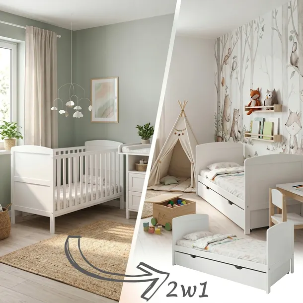 Łóżeczko / Tapczanik PHILIP 2w1 140x70 + szuflada : BIAŁY