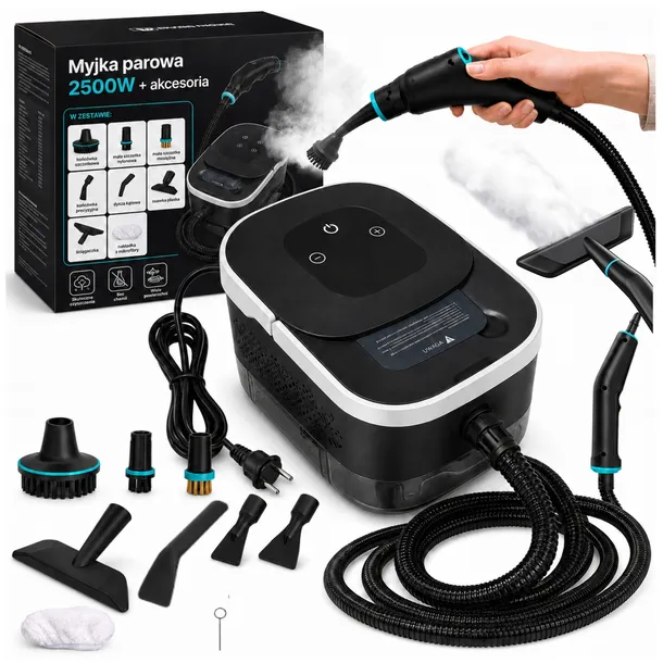 MYJKA PAROWA PAROWNICA CZYŚCIK PAROWY MOP 2500W MOCNA ZESTAW FUGI OKNA SZYB