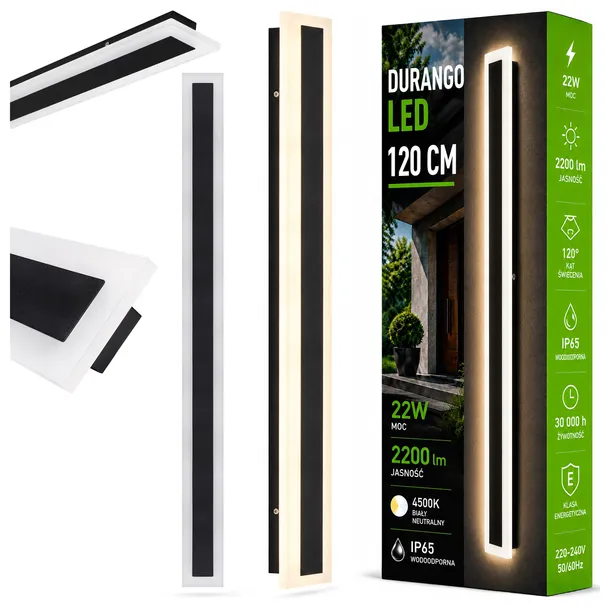 Lampa LED 120cm kinkiet ogrodowy ścienny elewacyjna zewnętrzna akryl