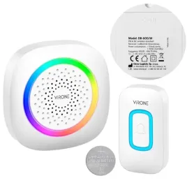 virone-dzwonek-do-drzwi-bezprzewodowy-bateryjny-led-rgb-60-dzwiekow-bialy