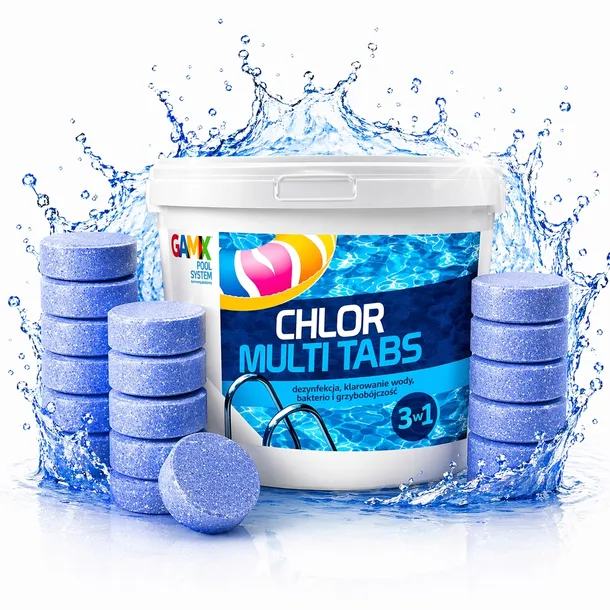 CHLOR MULTI TABS 5kg Tabletki 3w1 Chemia Basenowa Dezynfekcja